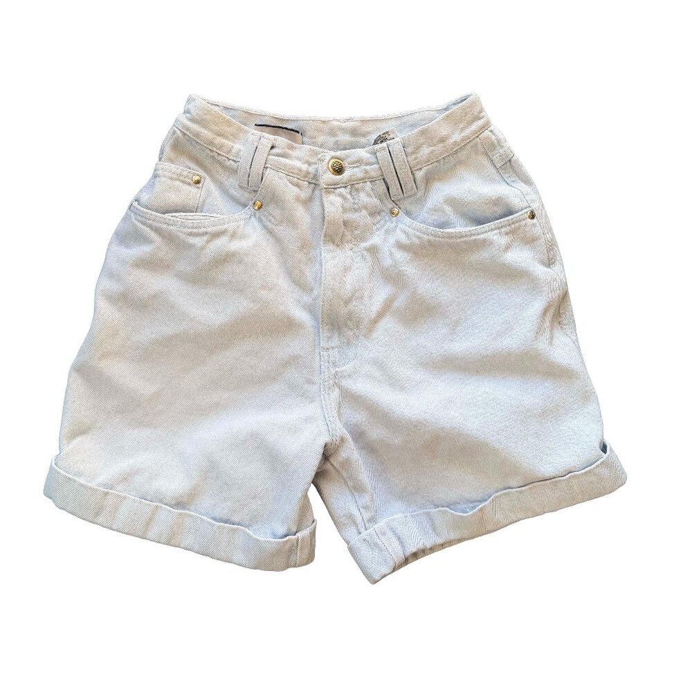 Vintage Bill Blass High Waist Cotton Shorts Size 8 Cream Rolled Cuff 90s Preppy